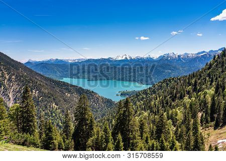 View Of The Lake Walchensee In The Alps Of Bavaria, Germany