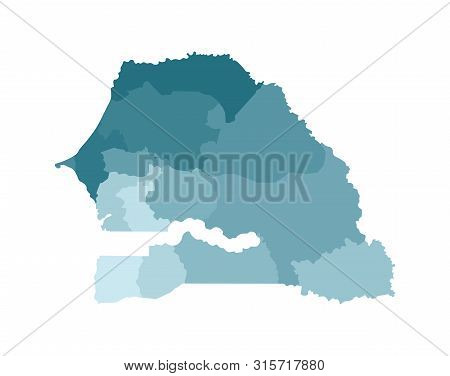 Vector Isolated Illustration Of Simplified Administrative Map Of Senegal. Borders Of The Regions. Co