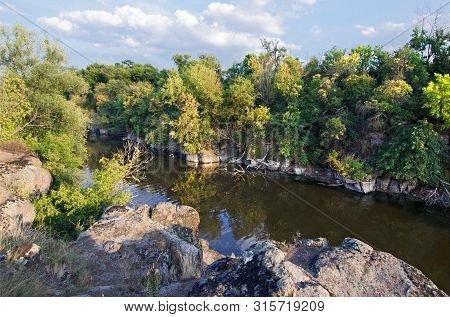 View Of The Tyasminsky Canyon With River On Sunny Day. Kamianka Cherkasy Region, Ukraine
