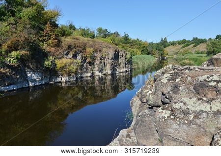 Tyasminsky Canyon With Blue River In Kamianka Cherkasy Region. Ukraine