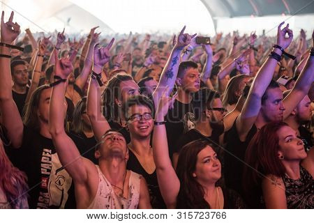 Crowd Of People Headbanging And Partying