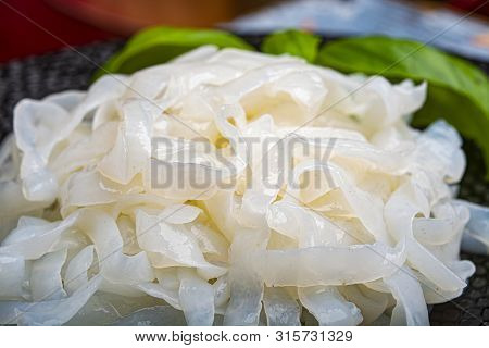 White Konjac Shirataki Noodles, Gluten Free And No Fat Diet Vegetarian And Vegan Asian Food