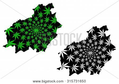 Central Kalimantan (subdivisions Of Indonesia, Provinces Of Indonesia) Map Is Designed Cannabis Leaf
