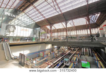 Madrid Spain - May 27, 2019: Unidentified People Travel Principe Pio Train Station Madrid Spain