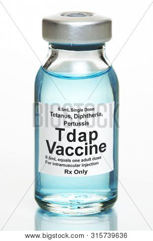 Small drug vial with Tdap vaccine