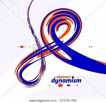 Abstract Curve Lines And Fluid Shapes Vector Background, Dynamic Energy Flow, Curvy Wavy Shapes Flow