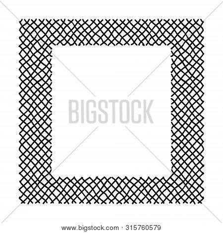 Scribble Hatching Criss Cross Along The Rim Frame Square. Hand Drawn Symbols. Sketches Shaded And Ha
