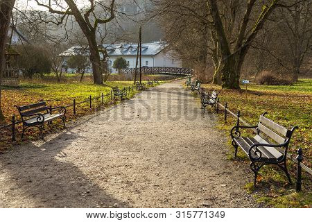 Ojcow, Poland- 03 January 2015: View Of The Natural History Museum Of Ojcow National Park. Path In T
