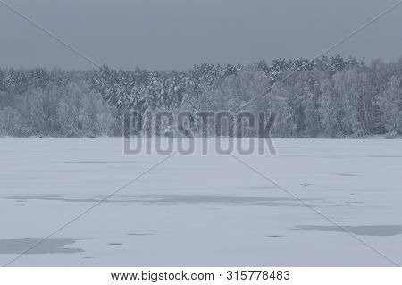 Bavarian Winter Landscape Next Next To Schwandorf, Charlottenhofer Weihergebiet