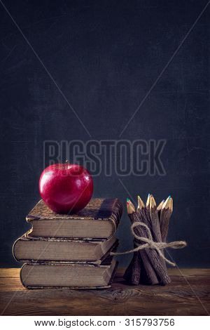 Back to School. Vintage still life with copy space.