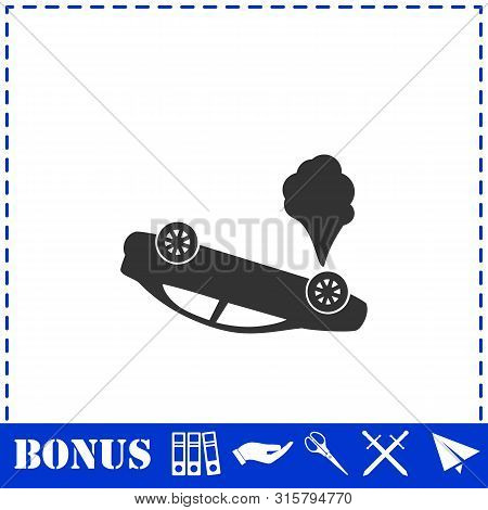 Crash Car Icon Flat. Simple Vector Symbol And Bonus Icon