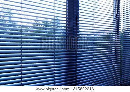 Blinds--effective Light-shielding Device Of The Horizontal Slats. The Slats On The Windows Are Stati
