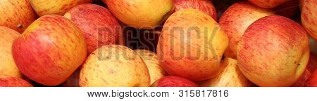 Pile Of Red Apple Fruit. Beautiful Red Apple Fruit