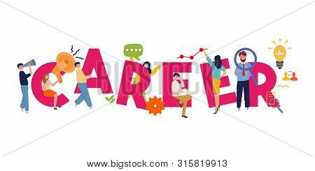 Career Word Concept Of Building Jobs In Company Team Professional Patch Growth Hiring And Opportunit