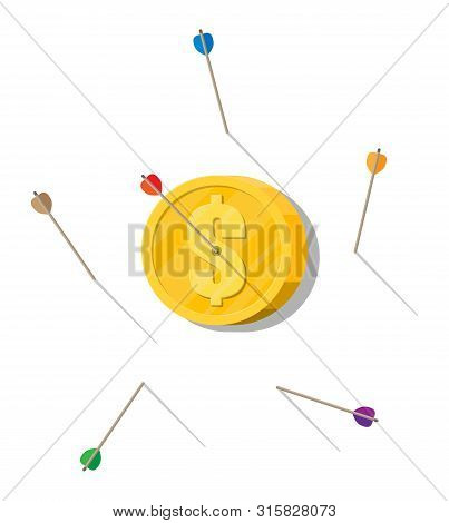 Arrow In Coin Target. Goal Setting. Smart Goal. Business Target Concept. Achievement And Success. Ve