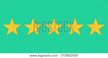 Five Golden Stars Rating Showing Best Quality Vector
