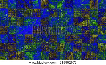 Bright Abstract Background With Mosaic Elements In Blue Tones