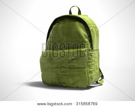 Green Koton Teen Backpack School 3d Render On Gray Background With Shadow