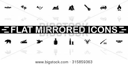 Hunting Icons - Black Symbol On White Background. Simple Illustration. Flat Vector Icon. Mirror Refl