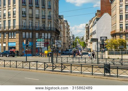 Nantes, France - May 12, 2019: Cityscape And Boulevard De Launay In The Background, West Of The City
