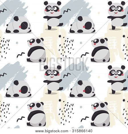Seamless Cute Pattern Panda Color Kid Baby