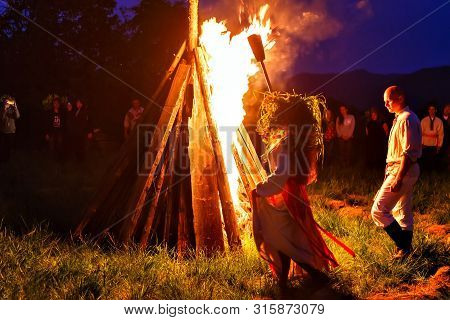 Bolshaya Rechka, Russia - June 24 2017: Celebrating Of Belorussian Holiday Ivan Kupala Near The Rive