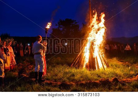 Bolshaya Rechka, Russia - June 24 2017: Celebrating Of Belorussian Holiday Ivan Kupala Near The Rive