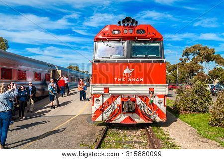 Adelaide Parklands Terminal, South Australia - August 4, 2019: The Ghan Train Ready To Depart For It