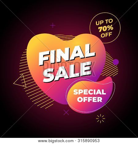 Final Sale Banner Template Design. Up To 70 Percent Off Special Offer On Abstract Liquid Shape Poste