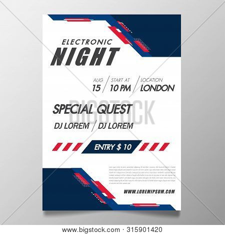 Music Festival Poster Template Night Club Party Flyer With Background With Abstract Geomatic Shape.b