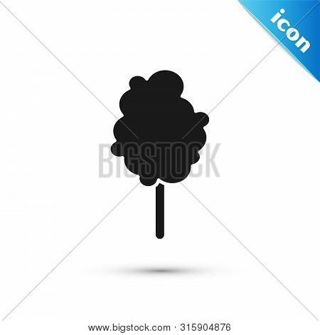 Black Cotton Candy Icon Isolated On White Background. Vector Illustration