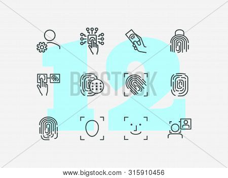 Bio-metrical Techologies Line Icon Set. Finger, Security, Data Protection. Safety Concept. Vector Il