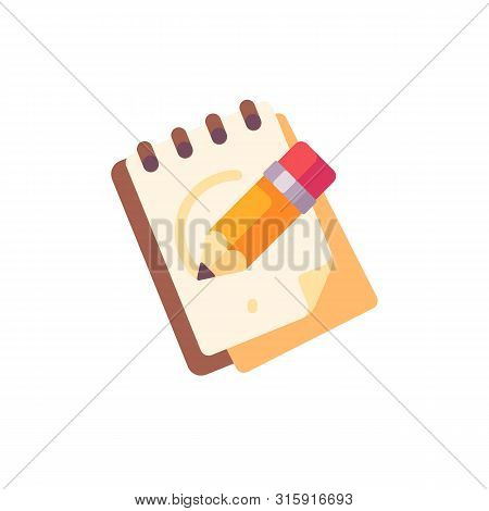 Sketchpad With A Pencil Flat Vector Icon