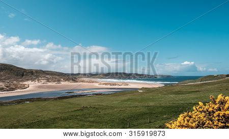 River Naver Joins The Sea At A Deserted Sandy Beach At Bettyhill In Caithness On The North Coast Of 