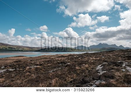 Castle Bharrich Stands On A Distant Hill Overlooking The Kyle Of Tongue In Caithness On The North Co
