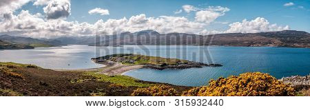 Panoramic View Of The Lime Kilns And Buildings On Ard Neakie, A Rocky Promontory On Loch Eriboll In 