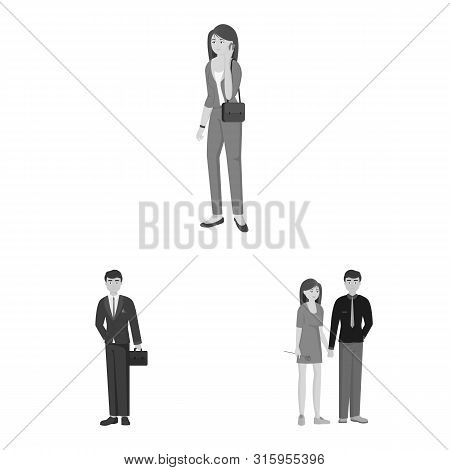 Vector Illustration Of Face And Portrait Icon. Set Of Face And Happy Stock Vector Illustration.
