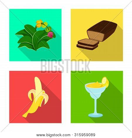 Vector Design Of Natural And Vegetarian Icon. Set Of Natural And Eating Stock Vector Illustration.