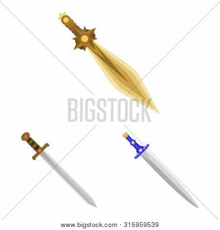 Vector Design Of Sword And Dagger Sign. Set Of Sword And Weapon Vector Icon For Stock.