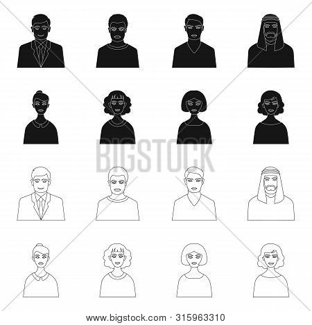 Vector Illustration Of Hairstyle And Profession Icon. Set Of Hairstyle And Character Vector Icon For