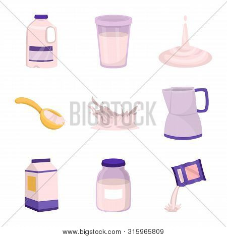 Isolated Object Of Food And Dairy Sign. Set Of Food And Calcium Vector Icon For Stock.