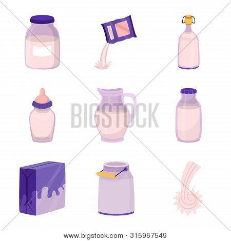 Vector Design Of Food And Dairy Symbol. Set Of Food And Calcium Vector Icon For Stock.