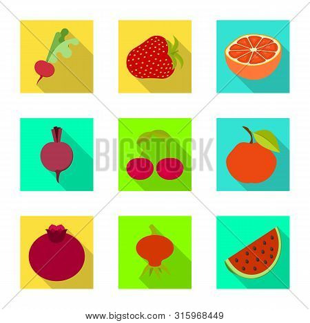Isolated Object Of Fresh And Red Logo. Set Of Fresh And Organic Vector Icon For Stock.