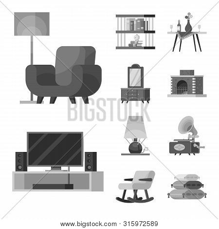 Isolated Object Of Room And Style Logo. Collection Of Room And Equipment Vector Icon For Stock.