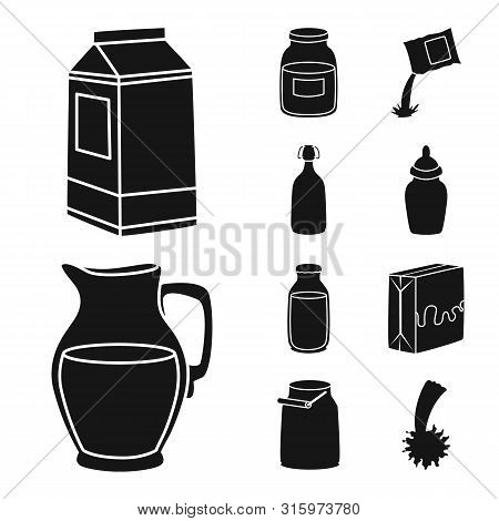 Vector Design Of Ingredient And Organic Sign. Set Of Ingredient And Dairy Stock Vector Illustration.