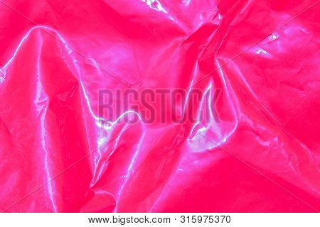 Wall Surface Plastic Texture. Abstract Background With Pink Shapes In Top View. Plastic Rough Surfac