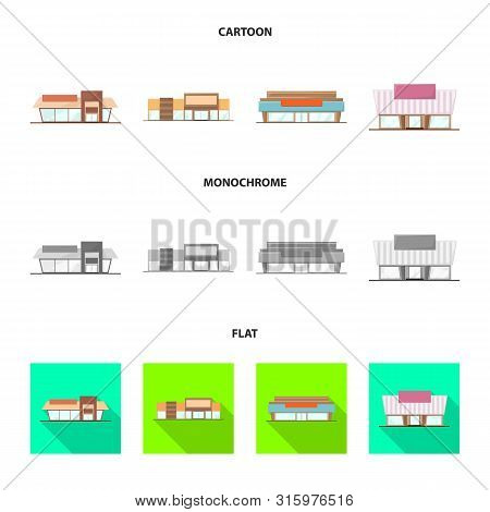 Vector Illustration Of Boutique And Construction Symbol. Set Of Boutique And Cityscape Vector Icon F