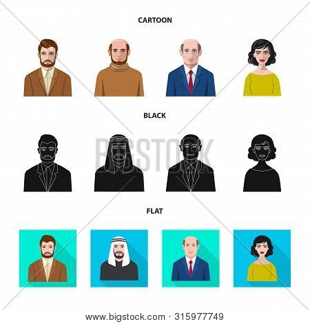 Vector Design Of Hairstyle And Profession Icon. Set Of Hairstyle And Character Vector Icon For Stock