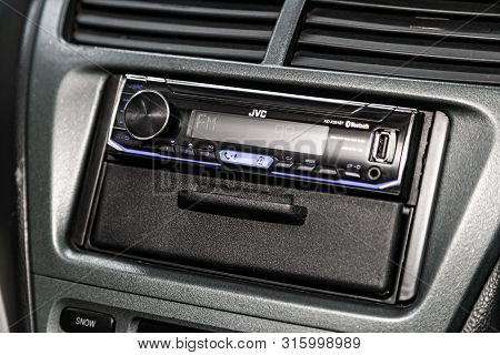 Novosibirsk, Russia - July 17, 2019:  Toyota Opa ,  Car Control Panel Of Audio Player, Radio And Oth