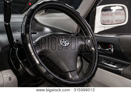 Novosibirsk, Russia - July 17, 2019:  Toyota Opa , Close-up Of The Dashboard, Speedometer, Tachomete